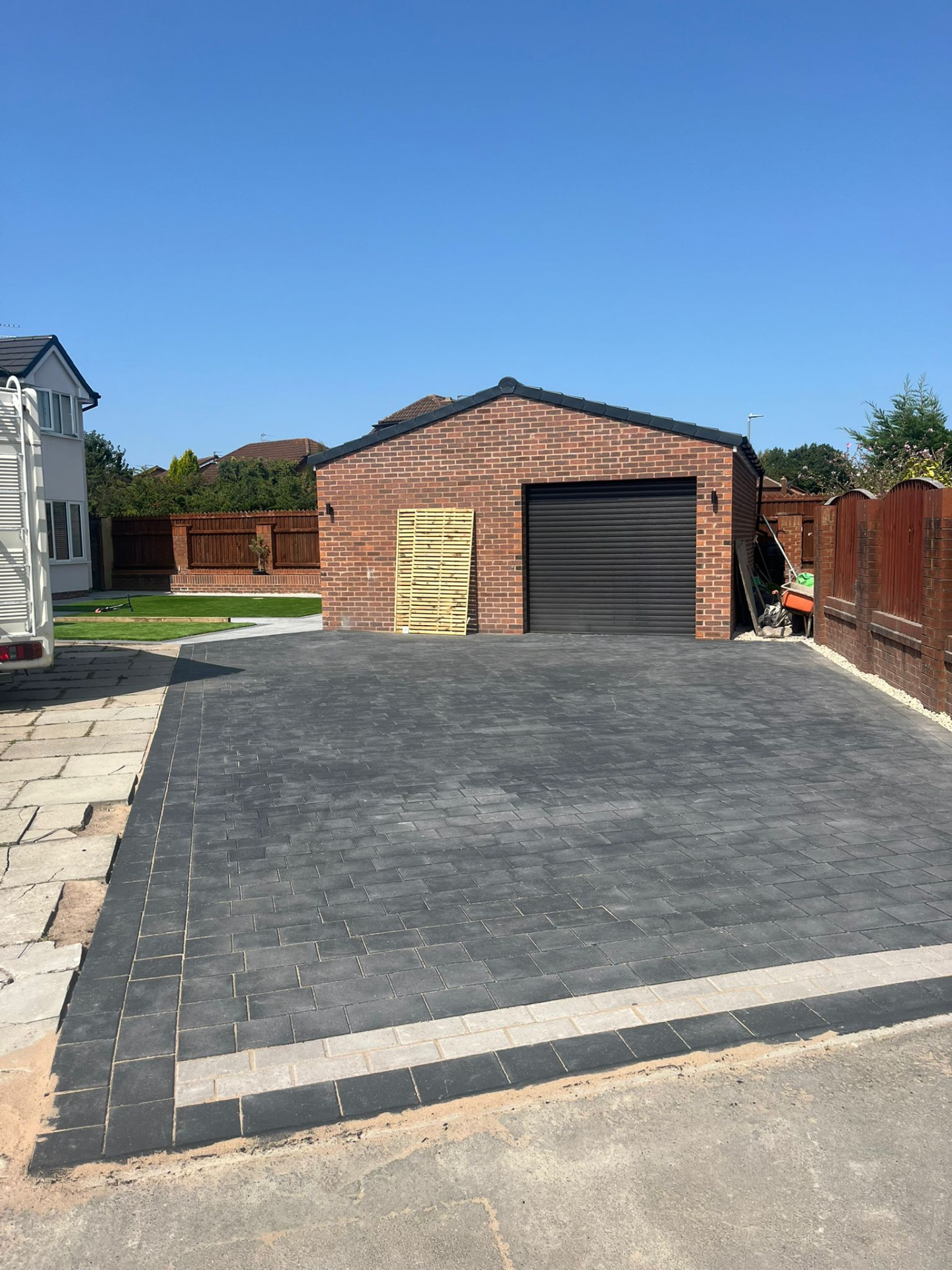 Completed charcoal block paved driveway